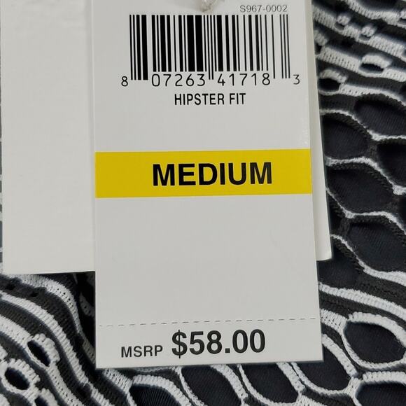 Becca Women's Black White Virtue Reveal Hipster Swim  Bottoms Size M - Picture 5 of 7